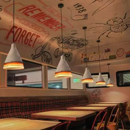 Mélodie Vintage Conic Pendant Light – Cement 1-Head Fixture for Restaurants