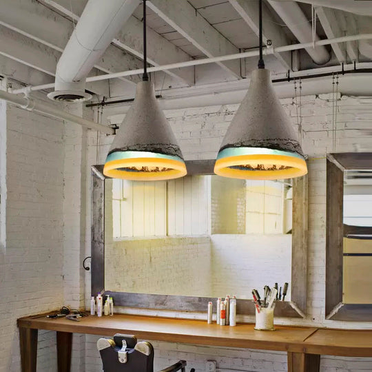 Mélodie Vintage Conic Pendant Light – Cement 1-Head Fixture for Restaurants