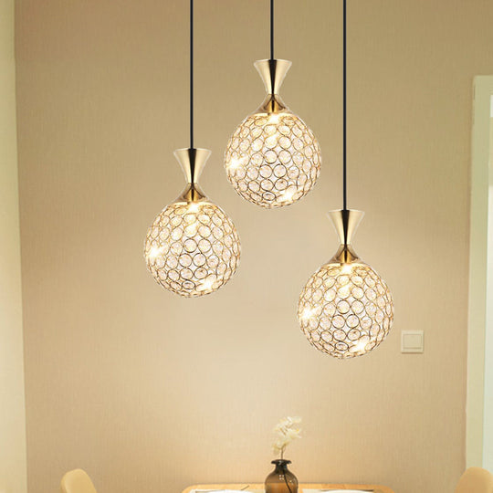 Modern Cluster Pendant Gold Cut Crystal Hanging Ceiling Light For Dining Room Lighting