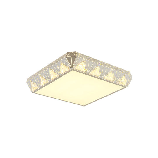 Plafonnier LED carré blanc moderne - Plafonnier en cristal biseauté minimaliste pour chambre à coucher