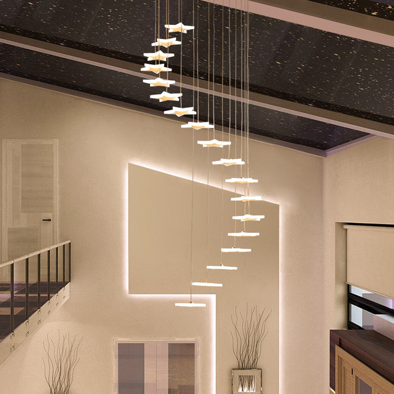 Nordic Acrylic Spiral Star Cluster Pendant Light - 12/18 Heads White Suspension Lighting For
