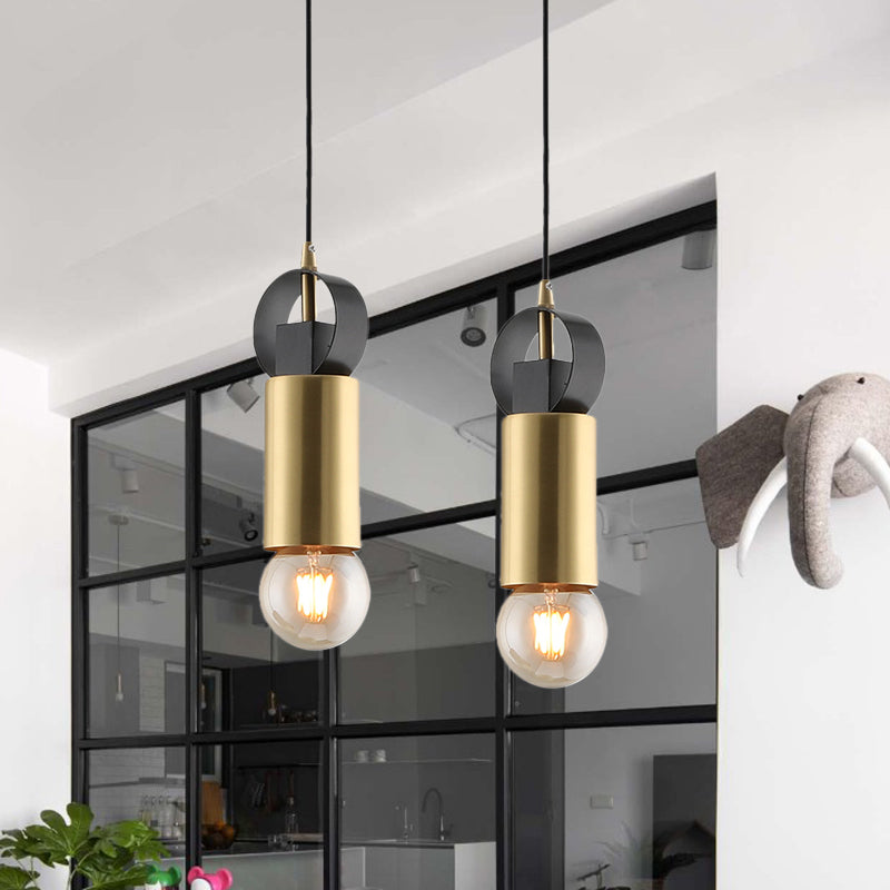 Modern Tube Mini Pendulum Light - Brass Finish | Bedroom Suspension Lamp