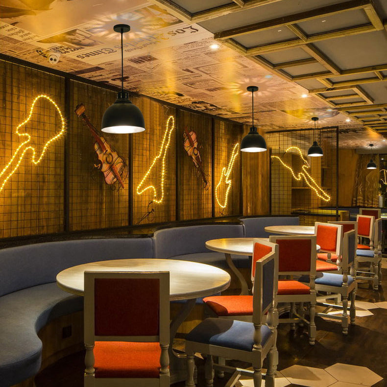 Black Farmhouse Pendant Light with Adjustable Cord and Dome Shade