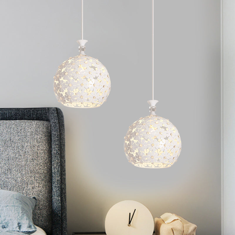 Modern Floret Drop Pendant Light with Globe Design - White Iron Ceiling Lamp