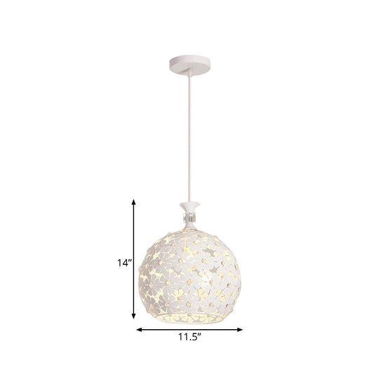 Modern Floret Drop Pendant Light with Globe Design - White Iron Ceiling Lamp