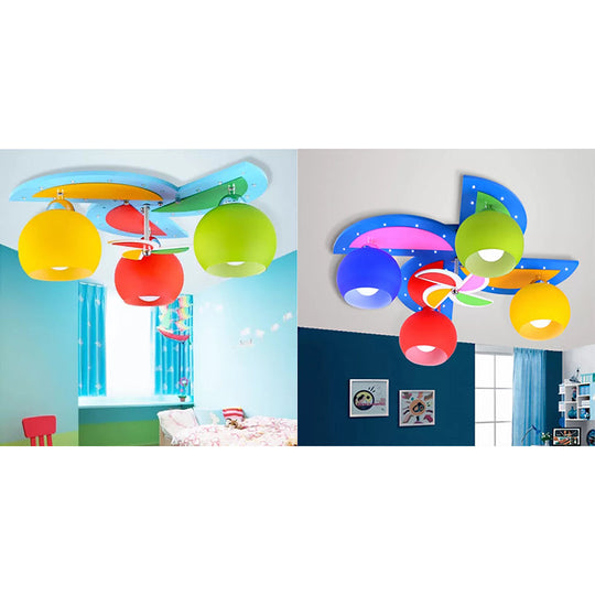 Cartoon Toy Windmill Ceiling Lamp With Globe Shade - Perfect For Kindergarten And Playrooms
