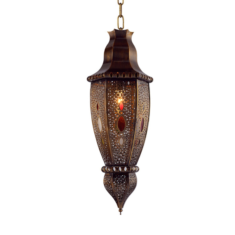 Rustic Metal Pendant Light With Arabian Urn-Shaped Design