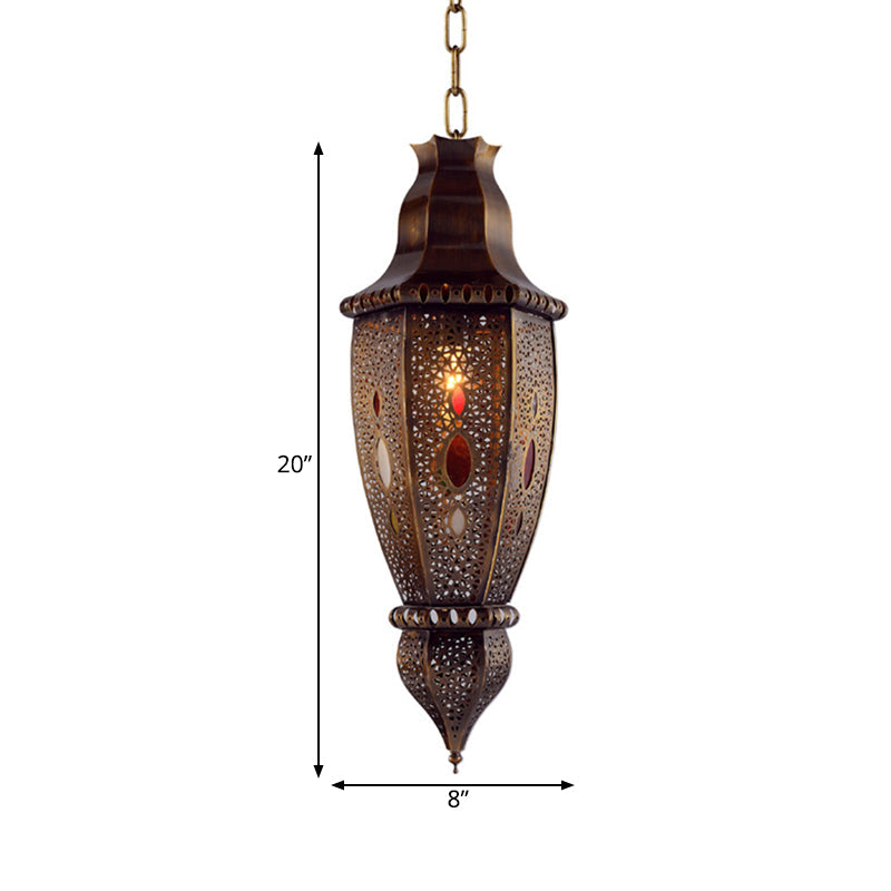 Rustic Metal Pendant Light With Arabian Urn-Shaped Design