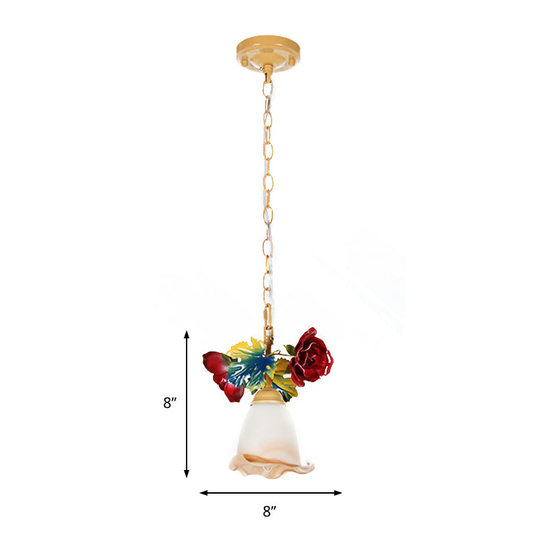 Korean Garden Beige Blossom Suspension Lamp - Elegant 1 Head Pendant Lighting For Restaurants