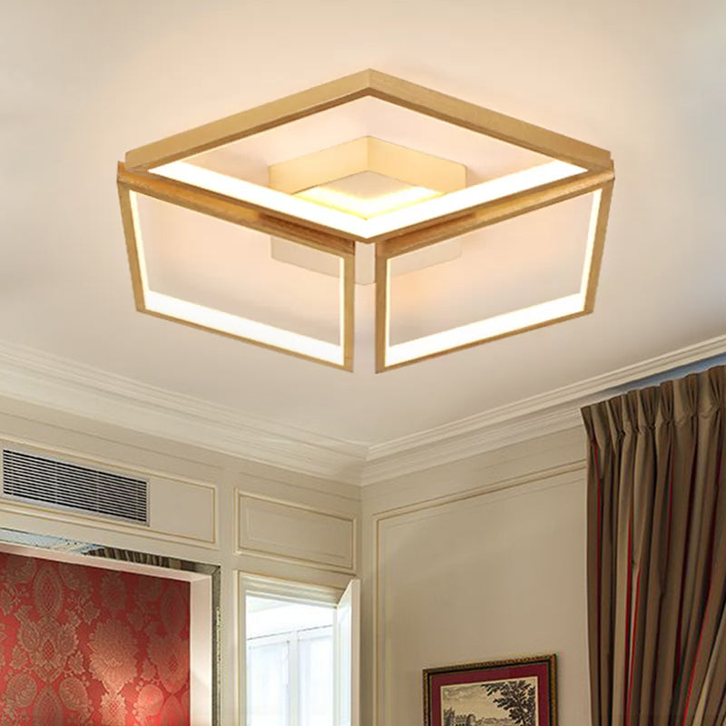Nordic Metal Integrated LED Rhombus Flush Ceiling Light in Warm/White, 18"/23.5" W
