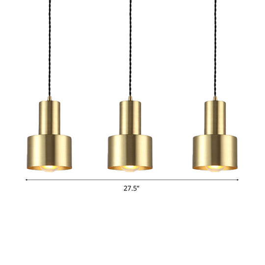 Retro Style Brass Drum Pendant Light - Metal Ceiling Lamp for Living Room