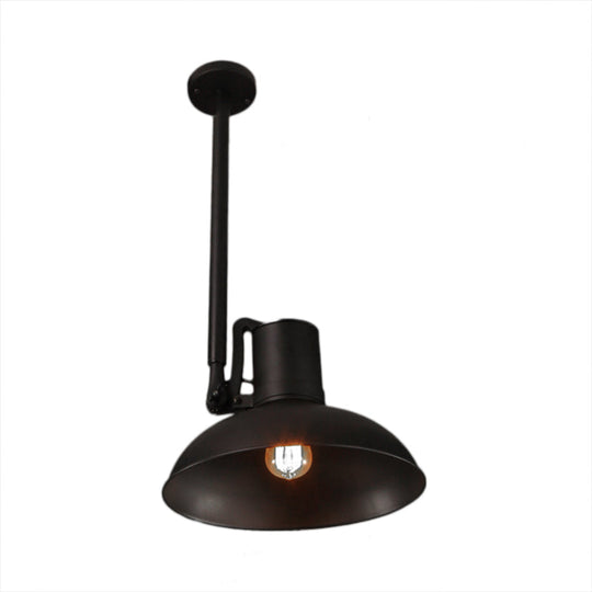 Retro Metal Pendant Light With Adjustable Shade In Matte Black
