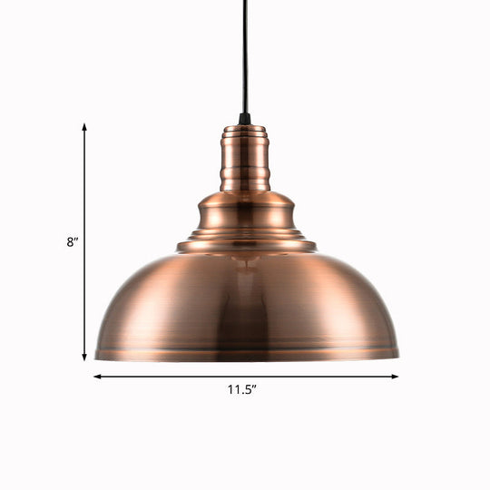 Copper Finish Industrial Style Hanging Pendant Light With Adjustable Cord For Bedroom