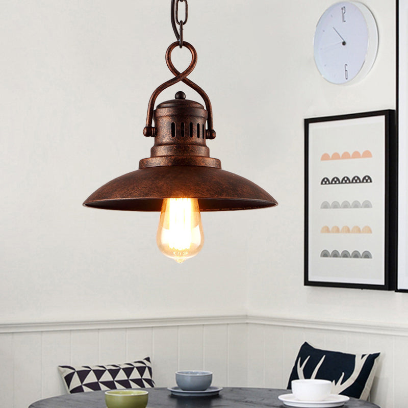 Vintage Bronze Dome Pendant Light With Hanging Chain Metallic Finish Ideal For Restaurants 1-Light
