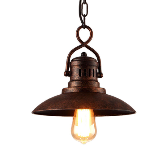 Vintage Bronze Dome Pendant Light With Hanging Chain Metallic Finish Ideal For Restaurants 1-Light