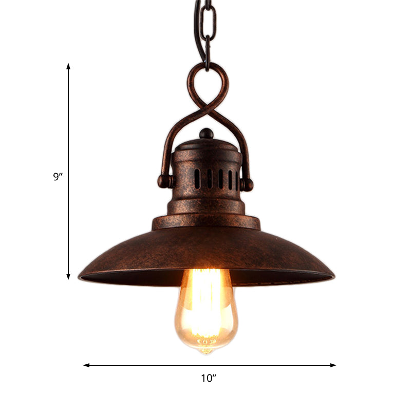 Vintage Bronze Dome Pendant Light With Hanging Chain Metallic Finish Ideal For Restaurants 1-Light