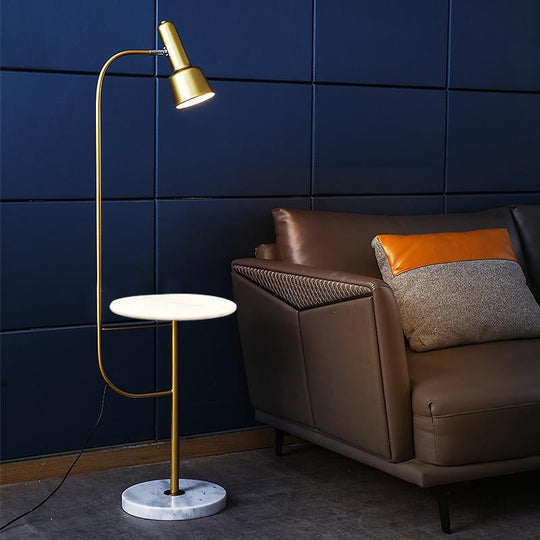 Modern Gold Floor Lamp - Metallic Tube Design Ideal For Living Room