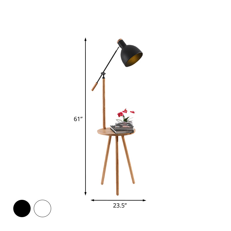 Modern Led Metal Standing Lamp - Adjustable Arm White/Black Finish
