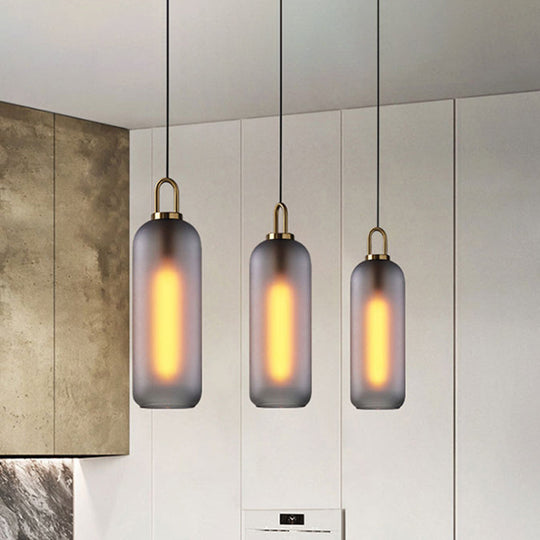 Modern Pendant Light For Dining Room - Clear/Smoky Glass Shade 1 5/6 Wide