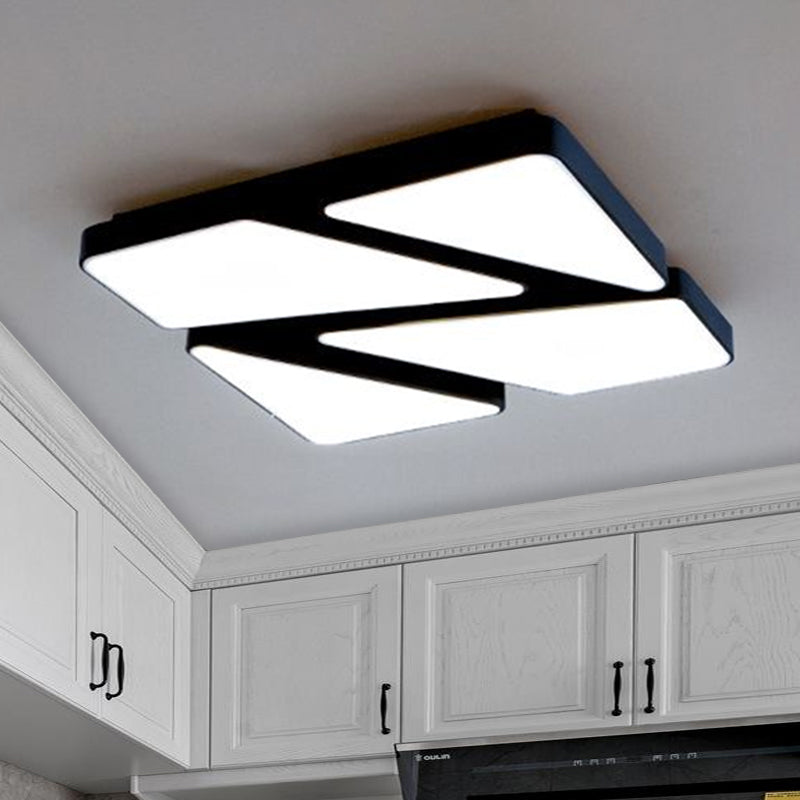 Modern Led Flush Mount Lighting: 25.5/37.5 W Acrylic Shade Black/White Square/Rectangular Ceiling