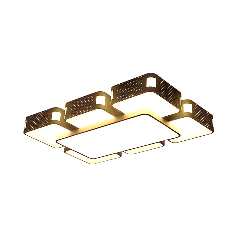 Modern Cube Flush Mount Lamp - 22"/38"/47" Acrylic LED Ceiling Light in Black/White