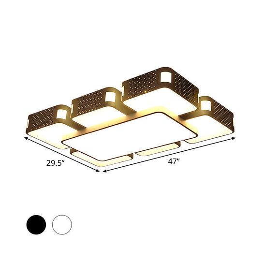 Modern Cube Flush Mount Lamp - 22"/38"/47" Acrylic LED Ceiling Light in Black/White