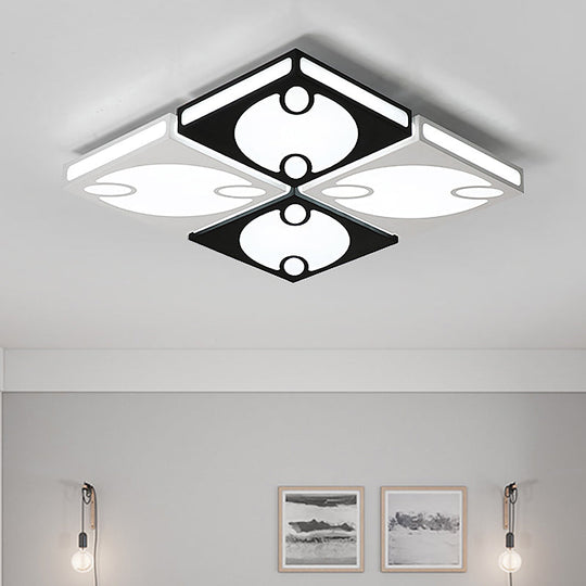 Contemporary Square Ceiling Mounted Light with Oval Pattern, 19.5"/23.5" W LED Flush Mount Lamp