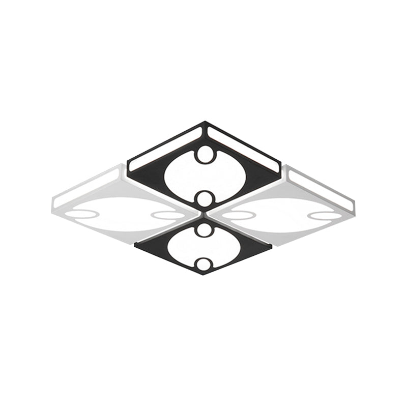 Contemporary Square Ceiling Mounted Light with Oval Pattern, 19.5"/23.5" W LED Flush Mount Lamp