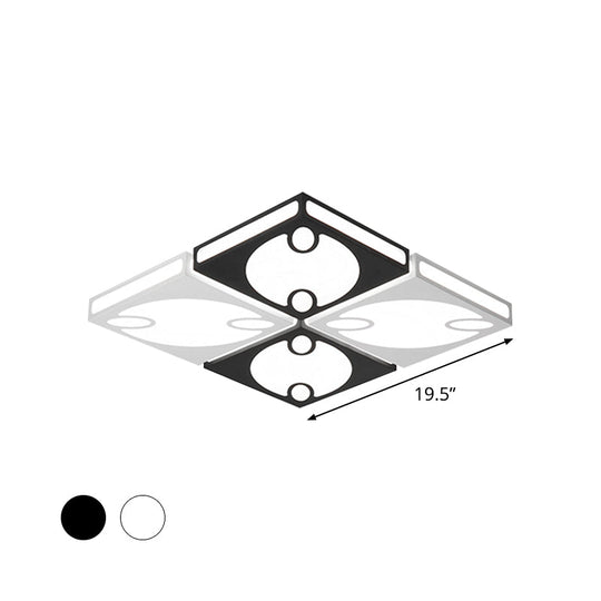 Contemporary Square Ceiling Mounted Light with Oval Pattern, 19.5"/23.5" W LED Flush Mount Lamp