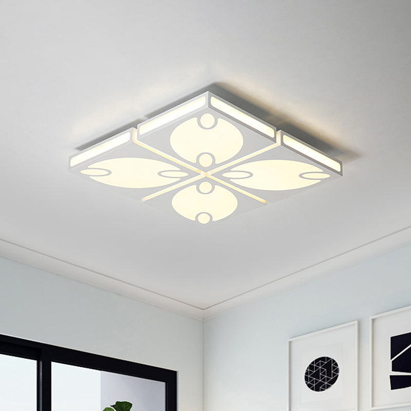 Contemporary Square Ceiling Mounted Light with Oval Pattern, 19.5"/23.5" W LED Flush Mount Lamp
