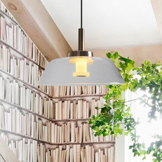 Modern Led Glass Pendant Light In Polished Chrome For Dining Room