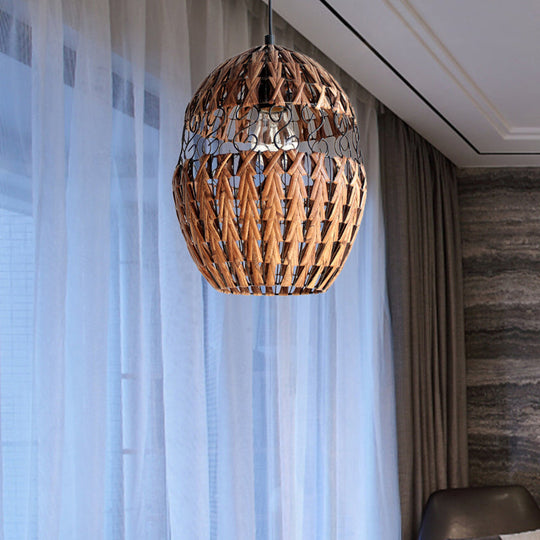 Rustic Rattan Hanging Ceiling Light & Pendant Lamp for Living Room