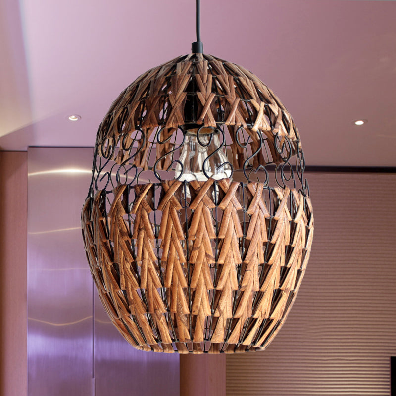 Plafonnier et lampe suspendue en rotin rustique pour salon