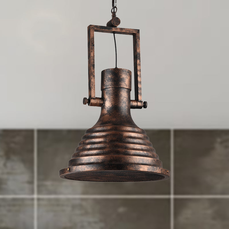 Industrial Metallic Cone Pendant Lamp - Bronze/Rust/Chrome Finish 14/16 Width Rust / 14