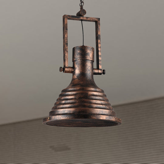 Industrial Metallic Cone Pendant Lamp - Bronze/Rust/Chrome Finish, 14"/16" Width, Hanging Ceiling Light