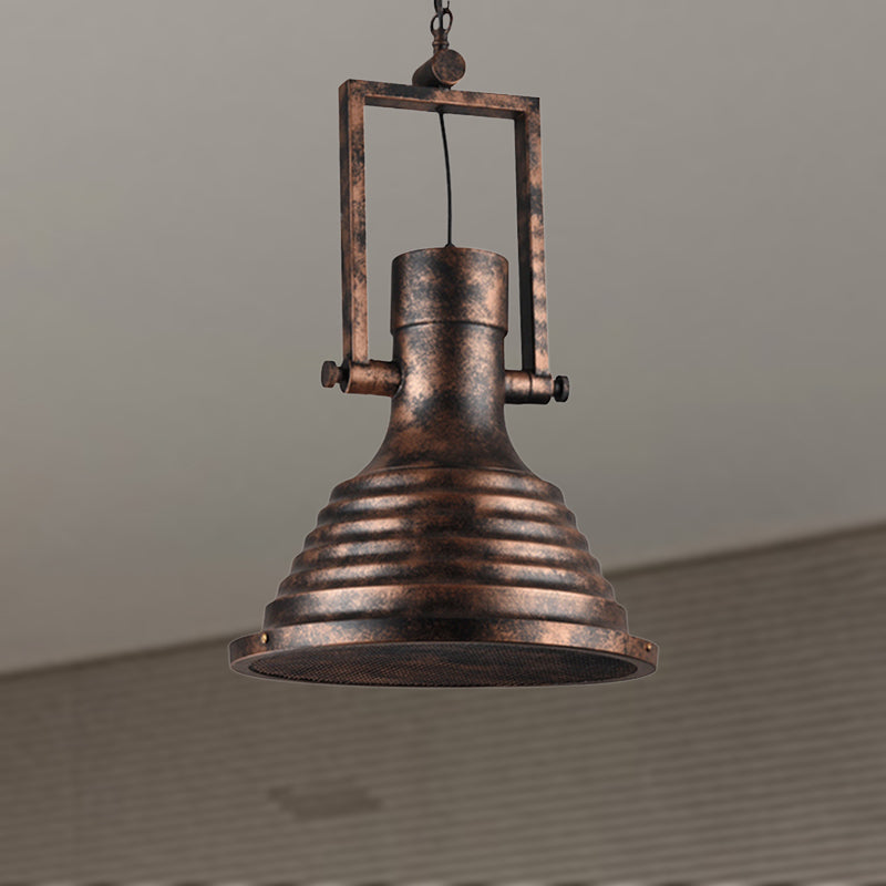 Industrial Metallic Cone Pendant Lamp - Bronze/Rust/Chrome Finish 14/16 Width