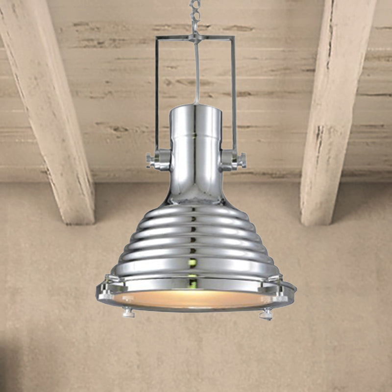 Industrial Metallic Cone Pendant Lamp - Bronze/Rust/Chrome Finish 14/16 Width Chrome / 16