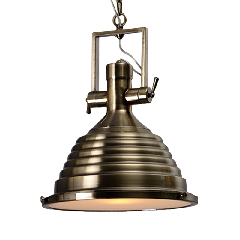 Industrial Metallic Cone Pendant Lamp - Bronze/Rust/Chrome Finish, 14"/16" Width, Hanging Ceiling Light