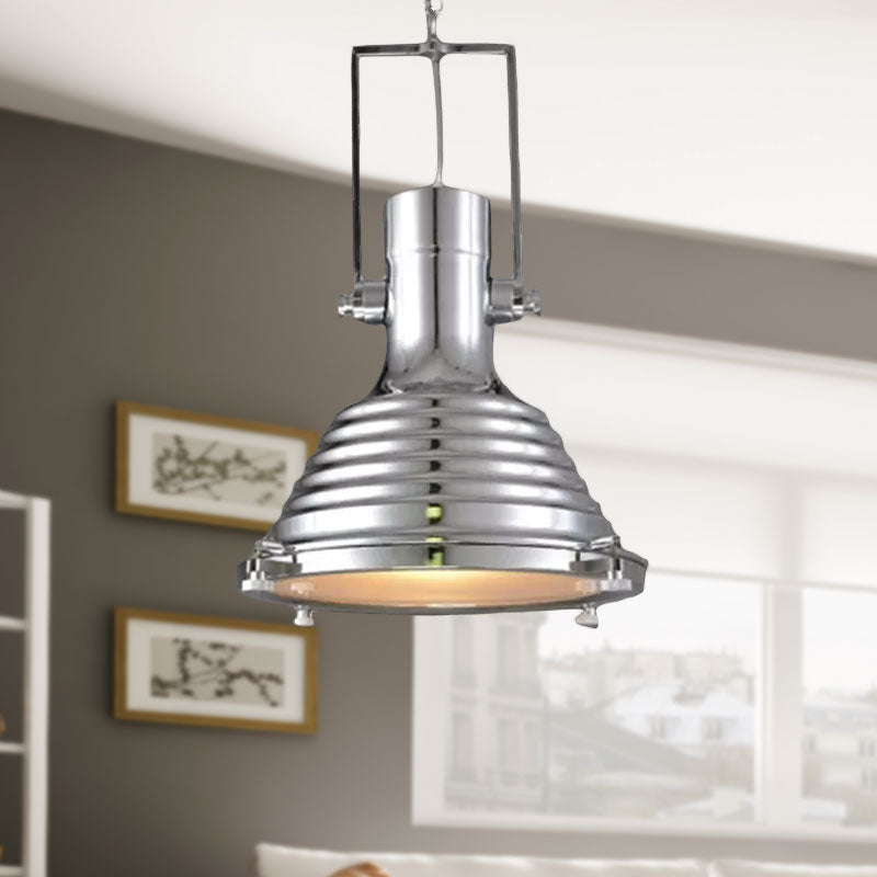 Industrial Metallic Cone Pendant Lamp - Bronze/Rust/Chrome Finish 14/16 Width