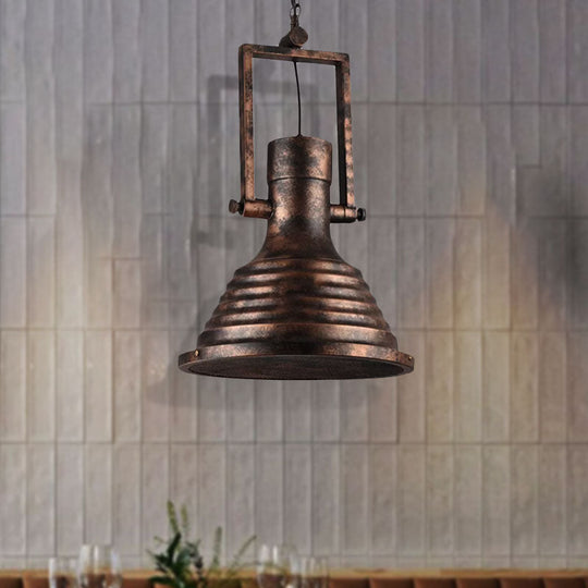 Industrial Metallic Cone Pendant Lamp - Bronze/Rust/Chrome Finish, 14"/16" Width, Hanging Ceiling Light