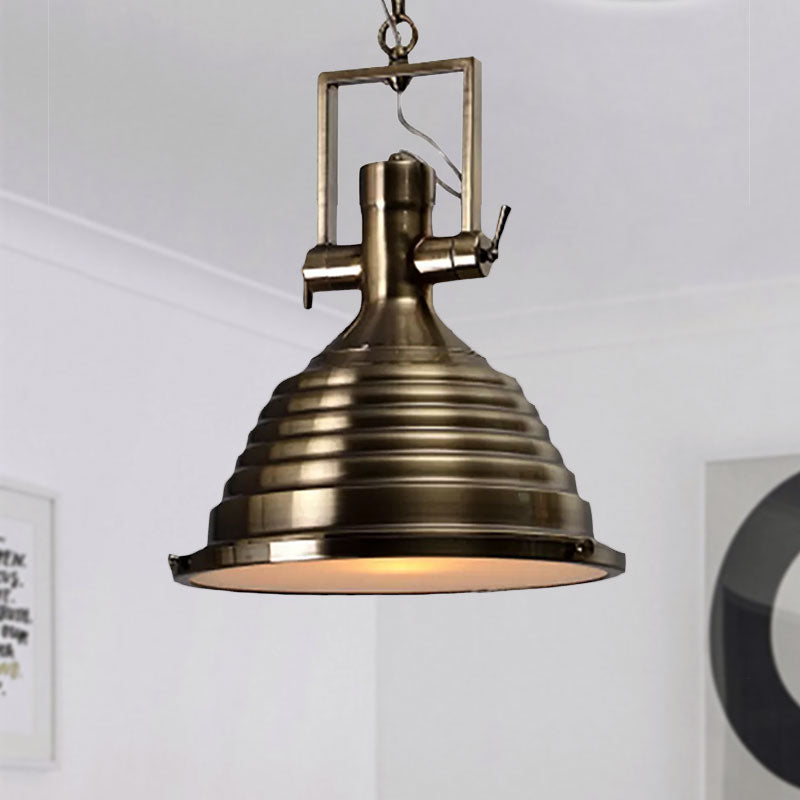 Industrial Metallic Cone Pendant Lamp - Bronze/Rust/Chrome Finish, 14"/16" Width, Hanging Ceiling Light