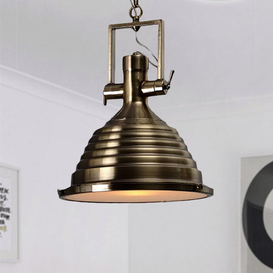 Industrial Metallic Cone Pendant Lamp - Bronze/Rust/Chrome Finish, 14"/16" Width, Hanging Ceiling Light