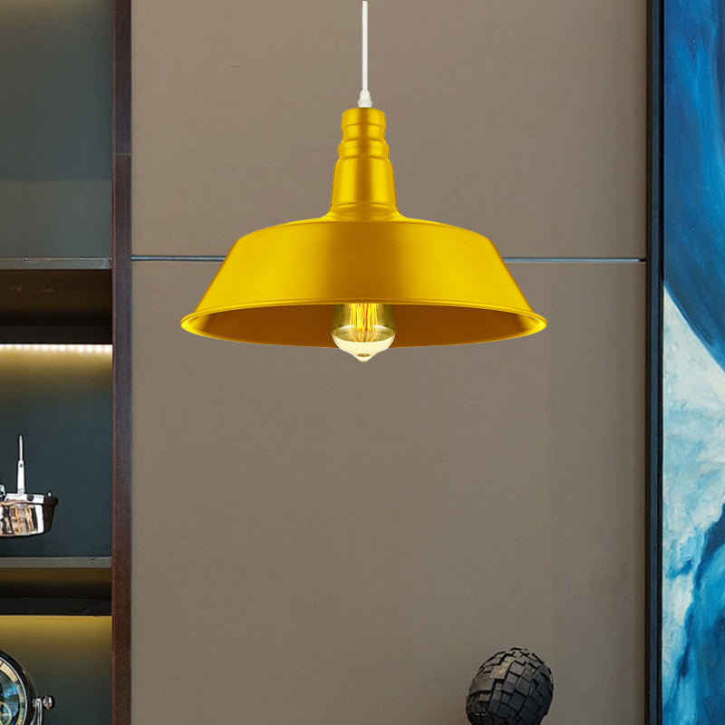 Suspension de salon de grange - Lampe suspendue en métal de style industriel de 10/14 pouces de large à 1 ampoule (rose/jaune) avec cordon réglable