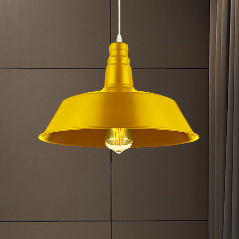 Suspension de salon de grange - Lampe suspendue en métal de style industriel de 10/14 pouces de large à 1 ampoule (rose/jaune) avec cordon réglable