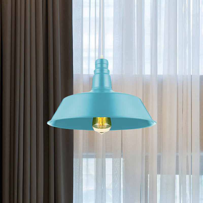 Suspension de salon de grange - Lampe suspendue en métal de style industriel de 10/14 pouces de large à 1 ampoule (rose/jaune) avec cordon réglable