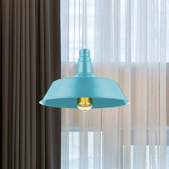 Suspension de salon de grange - Lampe suspendue en métal de style industriel de 10/14 pouces de large à 1 ampoule (rose/jaune) avec cordon réglable