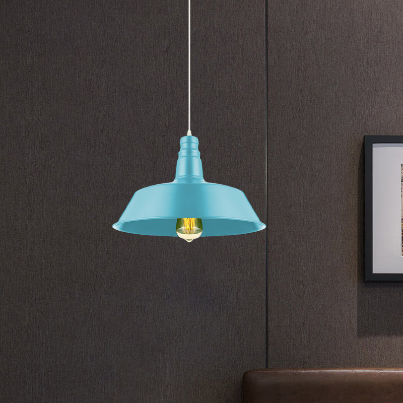 Suspension de salon de grange - Lampe suspendue en métal de style industriel de 10/14 pouces de large à 1 ampoule (rose/jaune) avec cordon réglable