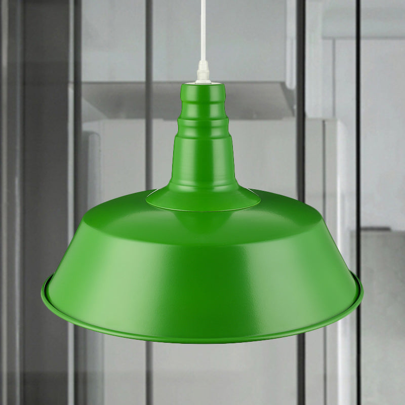 Suspension de salon de grange - Lampe suspendue en métal de style industriel de 10/14 pouces de large à 1 ampoule (rose/jaune) avec cordon réglable