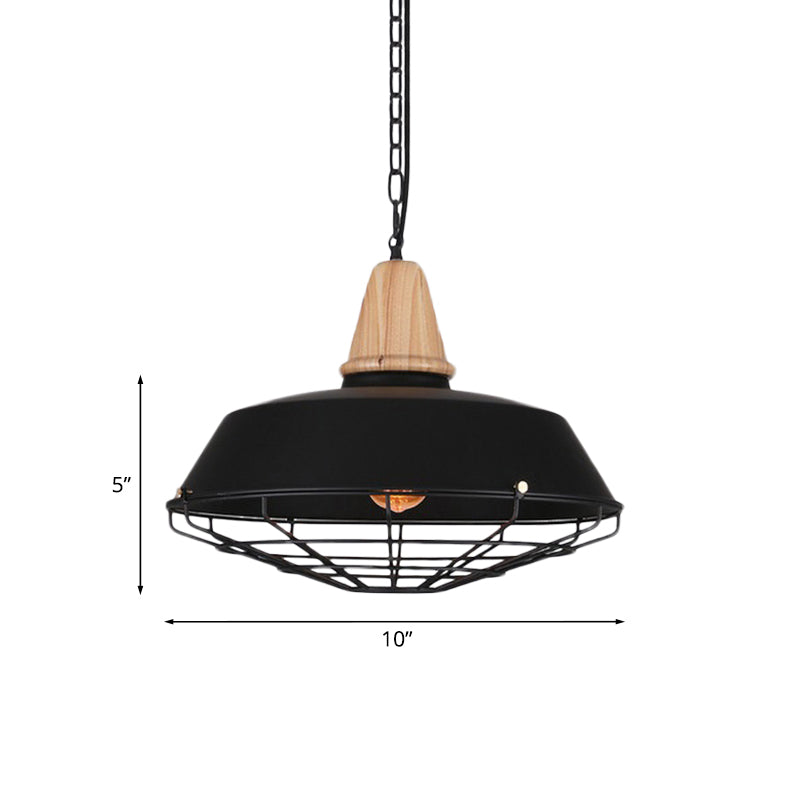Retro Style Ceiling Pendant Light With Barn And Wire Guard - 1 Head 10/14/18 W Perfect For