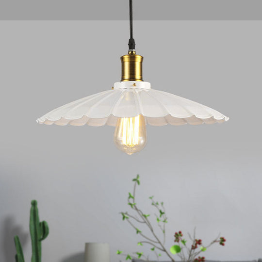 Lampe suspendue industrielle festonnée de 14"/16" de diamètre, lampe suspendue de plafond métallique à 1 tête en noir/blanc
